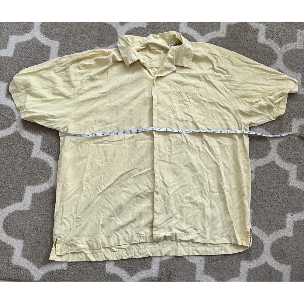 Tommy Bahama Hawaiian Shirt Men's 2XL Beige 100% Silk Short Sleeve Button-Up